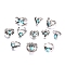 11Pcs 11 Style Synthetic Turquoise Finger Rings Set, Triangle & Moon & Crown & Eagle Alloy Stackable Rings for Women, Antique Silver, US Size 7 3/4(17.9mm), 1Pc/style