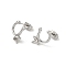 Brass Stud Earring Findings, with 925 Sterling Silver Pins, for Half Drilled Beads, Cadmium Free & Nickel Free & Lead Free, Real Platinum Plated, 15.5x11.5mm, Pin: 0.8x10mm and 1mm(for Half Drilled Beads)