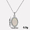 304 Stainless Steel Pave Natural White Shell Lace Edged Oval Pendant Necklaces Simple High-end Design, Stainless Steel Color, Pendant: 2.3x1.4cm