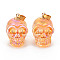 Electroplate K9 Glass Pendants, with Golden Plated Brass Bails, Skull, Halloween, Sandy Brown, 25x26~27x19mm, Hole: 5x3mm