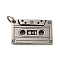 Ion Plating(IP) 304 Stainless Steel Pendants, with Jump Ring, Tape Charm, Antique Silver, 23.5x38x5.5mm, Hole: 6.8mm