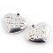 Non-Tarnish 201 Stainless Steel Heart Charms, with Words Thank You, Stainless Steel Color, 14x15x3.5mm, Hole: 1.5mm