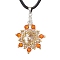 Flower Glass Seed Beads Pendant Necklaces, Imitation Leather Cord Necklaces, Orange, 17.44 inch(44.3cm)
