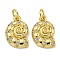 Rack Plating Brass Micro Pave Cubic Zirconia Pendants, Long-Lasting Plated, Cadmium Free & Lead Free, Conch, Snail, 15.5x10x2.5mm