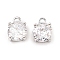 Brass Micro Pave Cubic Zirconia Pendants, Cadmium Free & Nickel Free & Lead Free, Round Charms, Platinum, 8x6x5mm, Hole: 1.1mm