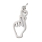 304 Stainless Steel Pendants, with Jump Ring, Laser Cut, Finger Heart Gesture Charm, Stainless Steel Color, 22x9x1mm, Hole: 3mm