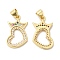 Brass Micro Pave Cubic Zirconia Pendants, Cadmium Free & Lead Free, Heart, Real 16K Gold Plated, 22x12.5x2mm, Hole: 4.5x3.5mm
