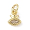 Brass Cubic Zirconia Charms, Horse Eye & Crown, with Jump Ring, Long-Lasting Plated, Cadmium Free & Lead Free, Real 18K Gold Plated, 9x7x2.5mm, Hole: 3mm