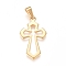 304 Stainless Steel Pendants, Cross, Golden, 30x17.5x1.5mm, Hole: 8x3mm