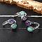 Natural Amethyst & Amazonite Finger Rings, Oval, with Brass Jewelry for Women, Cadmium Free & Lead Free, 2.5~15.5mm, US Size 7 1/2(17.7mm)