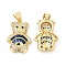 Brass Micro Pave Cubic Zirconia Pendants, Cadmium Free & Lead Free, Bear Charms, Golden, Midnight Blue, 21x15x5mm, Hole: 4x3mm