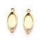 304 Stainless Steel Connector Cabochon Settings, Oval, Ion Plating(IP), Real 18K Gold Plated, Tray: 7x3.5mm, 12.5x5x1.5mm, Hole: 1mm