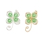 2Pcs Glass Pendants, with Copper Wire, Clover, Lawn Green, 30x22x6mm, Hole: 3.5mm, 2pcs/set