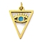Ion Plating(IP) 304 Stainless Steel Enamel Charms, with Jump Ring, Manual Polishing, Real 18K Gold Plated, Eye, Triangle, 16x11.5x1.5mm, Hole: 2.5mm