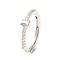 Clear Cubic Zirconia Initial Letter Adjustable Ring, Platinum Brass Jewelry for Women, Cadmium Free & Lead Free, Letter.I, Inner Diameter: 18mm