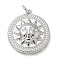 Rack Plating Brass Pendants, Long-Lasting Plated, Lead Free & Cadmium Free, Flat Round with Sun Charms, with Jump Ring, Platinum, 21.5x19x5mm, Hole: 3mm