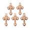 Alloy Enamel Pendants, Cross, Light Gold, Dark Salmon, 25x14x2mm, Hole: 1.8mm