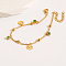 Fashionable Casual Real 18K Gold Plated Brass Pave Lime Green Cubic Zirconia Moon Charm Bracelets for Women, 8-1/2 inch(21.5cm)