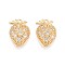 Brass Micro Pave Cubic Zirconia Pendants, Strawberry Charms, Nickel Free, Real 18K Gold Plated, 5x10x4mm, Hole: 1.2mm