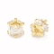 Clear Glass Beads, with Brass Findings, Square, Real 18K Gold Plated, 8.5x8.5x6.5mm, Hole: 3mm