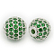 Brass Cubic Zirconia Beads, Round, Platinum, 8mm, Hole: 1.5mm