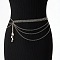 Alloy Multi Layer Waist Chains, with Teardrop Plastic Imitation Pearl Beads, White, Platinum, 1100mm