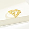 Brass Alphabet Adjustable Rings for Women, Cadmium Free & Nickel Free & Lead Free, with Heart, Letter U, 17mm, US Size 6 1/4(16.7mm)
