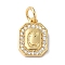 Real 18K Gold Plated Brass Micro Pave Clear Cubic Zirconia Pendants, with Jump Ring, Long-Lasting Plated, Lead Free & Cadmium Free, Letter Charms, Letter C, 12x8.5x2mm, Hole: 3mm
