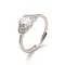 Brass Micro Pave Cubic Zirconia Rings, Teardrop, US Size 8(18.1mm)