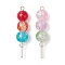 2Pcs Glass Pendants, Lollipop Tanghulu Charms, Golden, 35.5x8.5mm, Hole: 1.6mm, 2pcs/set