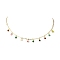 Brass Enamel Flat Round Charm Necklaces for Women, Brass Cable Chain Necklaces, Golden, 14.84 inch(377mm)