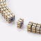 Electroplated Non-magnetic Synthetic Hematite Beads Strands, Striped Square, Light Gold Plated, 4x4x2mm, Hole: 0.5mm, about 200pcs/strand, 15.7 inch(40cm)