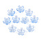 Baking Painted Transparent Glass Bead Caps, 5-Petal Flower, with Glitter Powder, Cornflower Blue, 12~12.5x4.5~5mm, Hole: 1.2~1.4mm, about 1750pcs/1000g