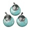 Synthetic Turquoise Pendants, Spiritual Charms, with Platinum Tone Brass Findings, Flat Round with Flower of Life/Sacred Geometry, Dyed, 32~32.5x28~30x7~7.5mm, Hole: 5x8mm