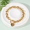 Golden 304 Stainless Steel Charm Bracelets, Cable Chain Jewelry for Women, Heart with Letter, with Toggle Clasps, Letter M, 8.27 inch(21cm)