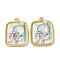 Alloy Enamel Pendants, with ABS Imitation Pearl and Glass, Rectangle Charms, Rack Plating, Jellyfish, 30x22x5.5mm, Hole: 1.8mm