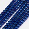 Electroplate Non-magnetic Synthetic Hematite Beads Strands, Cube, Grade A, Blue Plated, 2x2x2mm, Hole: 0.6mm, about 200pcs/strand, 16 inch