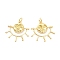 Brass Charms, with Jump Ring, Long-Lasting Plated, Sun with Face, Real 18K Gold Plated, 20~21x22x3mm, Jump Ring: 5x1mm, 3.5mm Inner Diameter