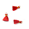 Nylon Thread Tassel Pendant Decorations, with Golden Iron Jump Rings, Random Color Binding Threads, Red, 13~16mm