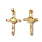Rack Plating Brass Micro Pave Cubic Zirconia Pendants, Cadmium Free & Lead Free, Long-Lasting Plated, Real 18K Gold Plated, Cross, PeachPuff, 30.5x18x5.5mm, Hole: 4x3.3mm