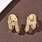 Brass Micro Pave Clear Cubic Zirconia Clip-on Earrings, Long-Lasting Plated, Nickel Free, Letter H, Real 18K Gold Plated, 23x13x11.5mm