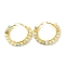 Natural Amazonite Beaded Hoop Earrings for Women, Real 18K Gold Plated Wire Wrap Big Circle Hoop Earrings, 47~49x51~52x6~6.6mm, Pin: 1.4x0.4mm