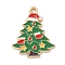 Christmas Alloy Enamel Pendants, Golden, Christmas Tree, 24x19x1.2mm, Hole: 1.6mm