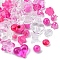 Opaque & Transparent Acrylic Beads, Mixed Shapes, Medium Violet Red, 7.5~33x7.5~43.5x4.5~16mm, Hole: 1.2~4mm, about 50g/bag