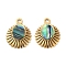304 Stainless Steel Natural Paua Shell Pendants, Oval Charms, Ion Plating(IP), Real 18K Gold Plated, 16.5x13.5x2mm, Hole: 1.5mm