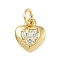 Brass Micro Pave Cubic Zirconia Pendants, Cadmium Free & Lead Free, Heart Charms, with Jump Ring, Real 18K Gold Plated, 10x9x2.5mm, Hole: 3mm