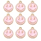 Alloy Enamel Charms, Flat Round with Smiling Face, Pearl Pink, 14.5x12x1.5mm, Hole: 1.5mm