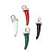 Rack Plating Brass Micro Pave Cubic Zirconia Pendants, with Enamel and Jump Rings, Long-Lasting Plated, Cadmium Free & Lead Free, Platinum, Ivory Shape, Mixed Color, 19.5x6.5x3mm, Hole: 3mm, ring: 5x0.9mm
