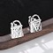 Brass & Glass Hoop Earrings, Lock, Platinum, 14.5x11x13.5mm