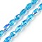 Electroplate Glass Beads Strands, AB Color Plated, Faceted, Oval, Deep Sky Blue, 9.5x5.5mm, Hole: 1.2mm, about 60pcs/strand, 22.05''(56cm)
